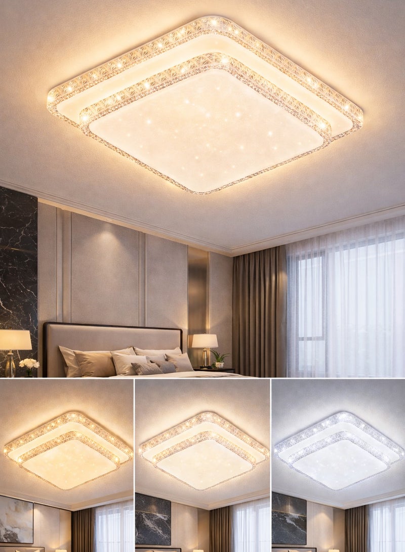 AL THURAYAT 50cm Square LED Ceiling Light – 3 Color Modes – Modern Luxury Design – Indoor Lamp for Bedroom & Living Room - Image 5