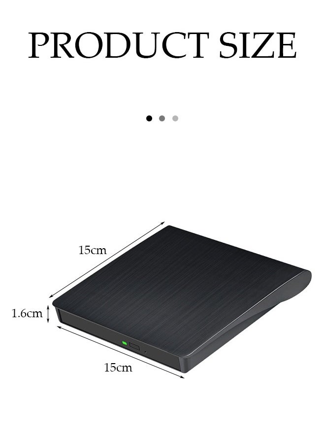 DUNISO - External DVD drive, USB 3.0 computer drive, Type C CD burner, dual ports, no need to drive, compatible with Mac, Windows XP/10/8/7, 15*15*1.6cm, black - Image 1