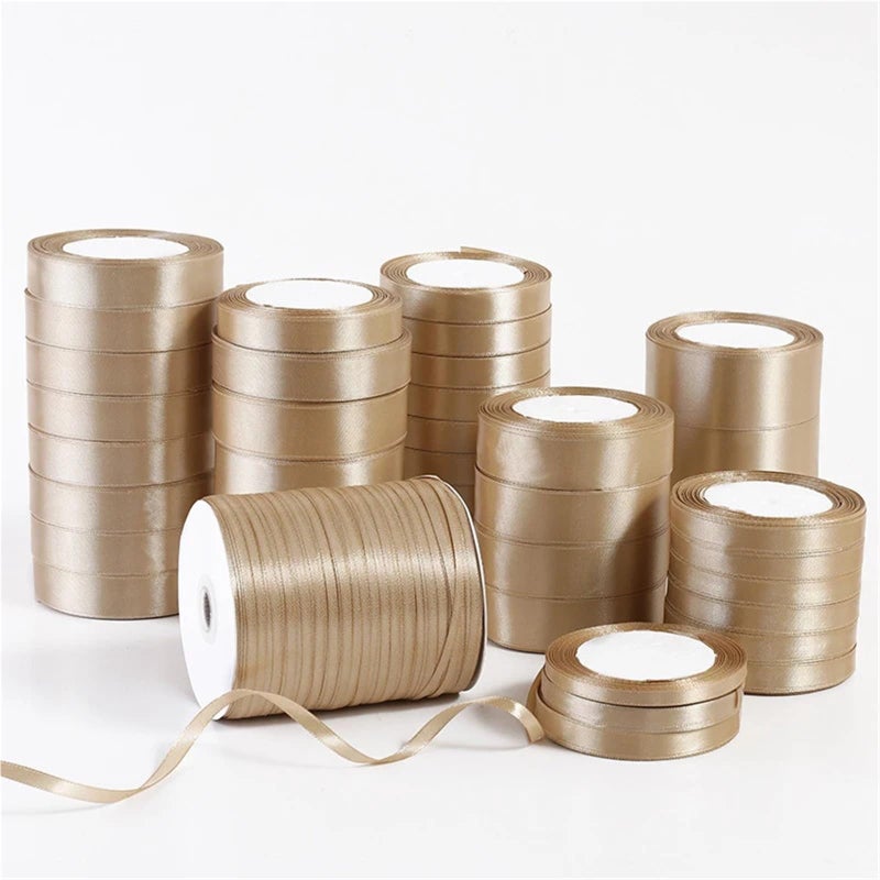 Gold Satin Ribbon Bow 2cm Wide 22m Roll For Crafts Wedding Gift Wrapping DIY - Image 3