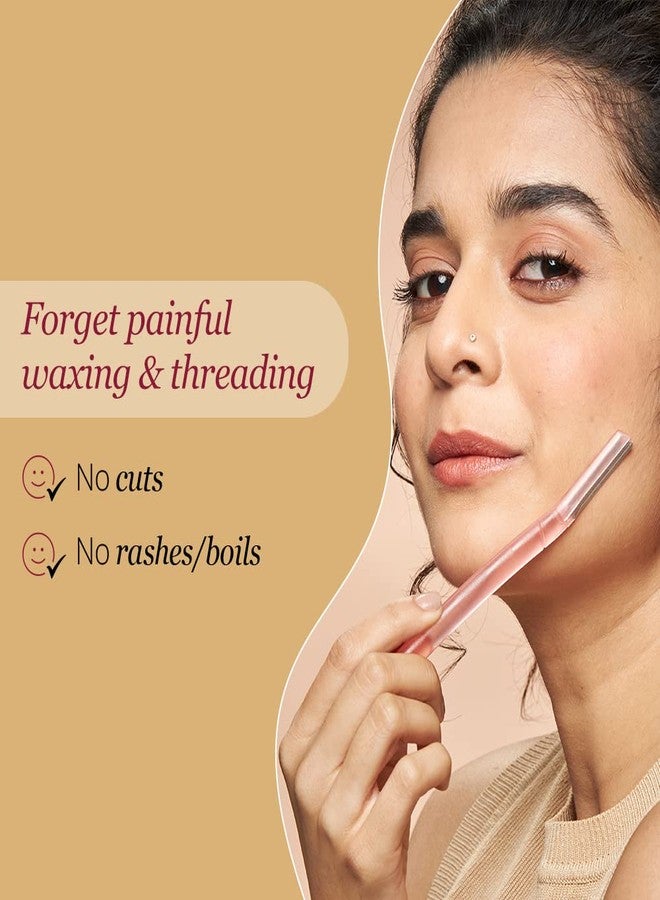 Carmesi Reusable Face Razor for Women Facial Hair- 3 Razors | Instant & Painless Hair Removal | For Eyebrows, Upper Lip, Forehead, Peach Fuzz, Chin and Sideburns | Dermaplaning Tool (Pack of 2) - Image 2