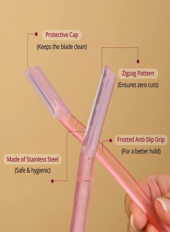 Carmesi Reusable Face Razor for Women Facial Hair- 3 Razors | Instant & Painless Hair Removal | For Eyebrows, Upper Lip, Forehead, Peach Fuzz, Chin and Sideburns | Dermaplaning Tool (Pack of 2) - Image 3