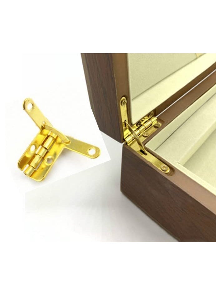 Tia Tia Small Metal Hinge for Wooden Jewelry Box Gift Box Furniture HardwareCabinet DoorSmall Box Hinge with Screws Golden Hinge30mm90Degree 10Pcs  - Image 2