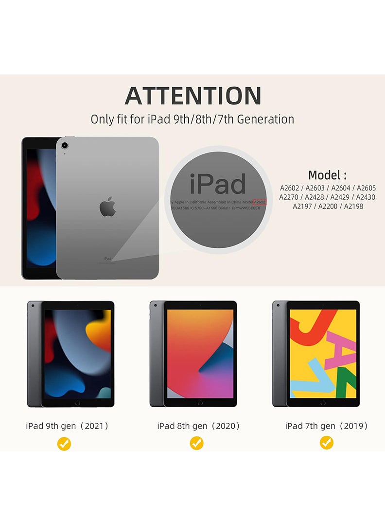 Theodor Case Compatible with iPad 10.2 Inch 2021/2020/2019, for iPad 9th/8th/7th Generation Smart Case with Pencil Holder, Protective Case with Soft TPU Back, Auto Sleep/Wake Cover, Brown - Image 2