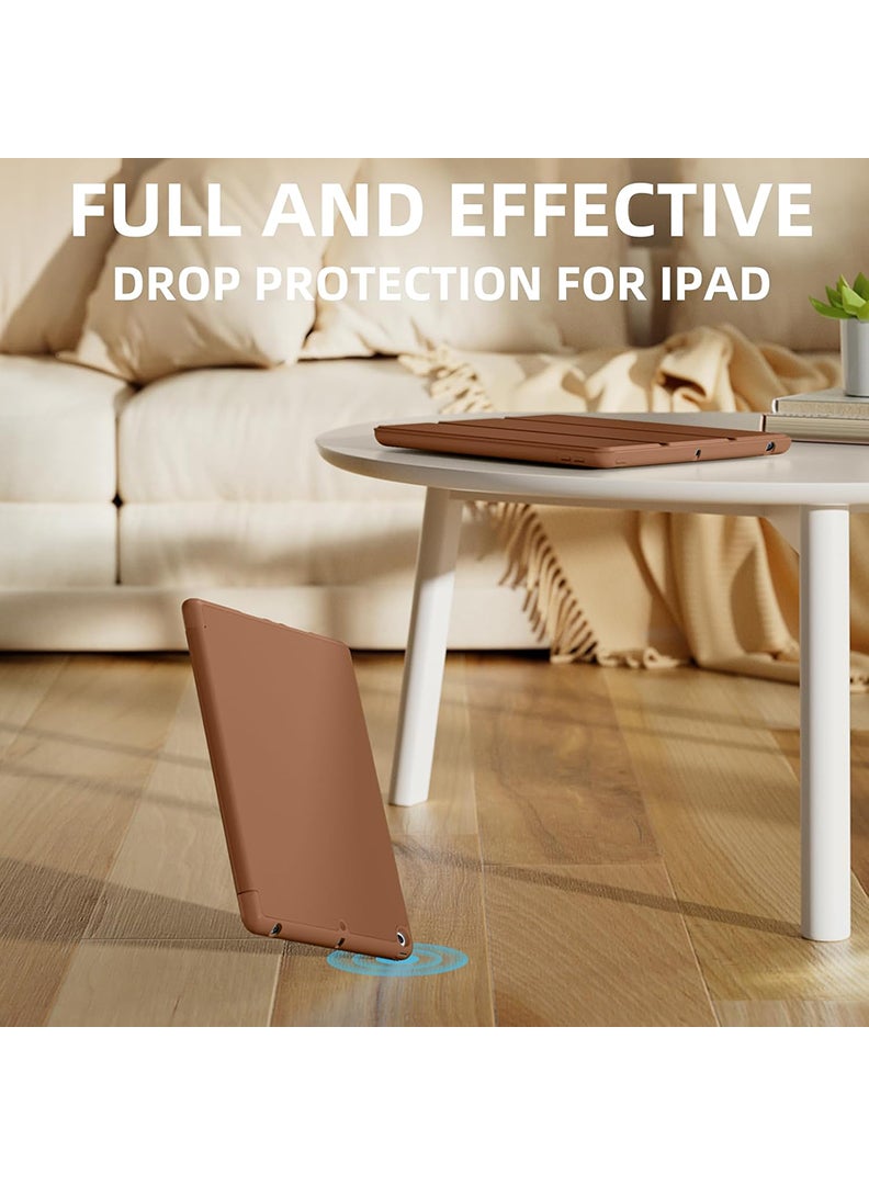 Theodor Case Compatible with iPad 10.2 Inch 2021/2020/2019, for iPad 9th/8th/7th Generation Smart Case with Pencil Holder, Protective Case with Soft TPU Back, Auto Sleep/Wake Cover, Brown - Image 3
