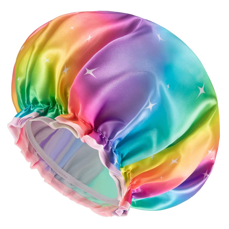 Shower Cap for Women Reusable Shower Cap Double Waterproof Hair Cap for Shower Soft PVC Lining Bath Cap for Girls XLarge Pack of 1 By mikimini