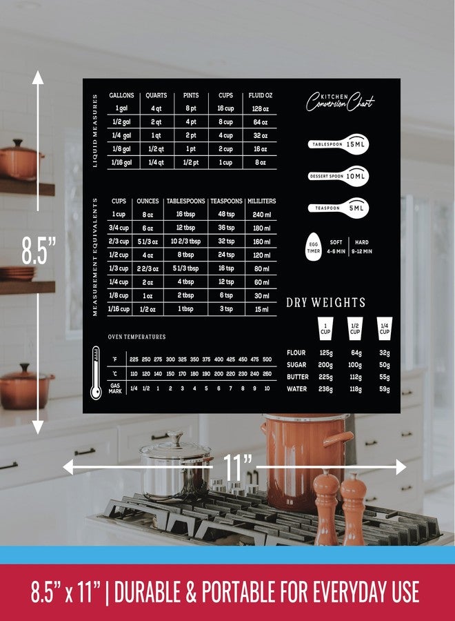 Sunsella Magnetic Kitchen Conversion Chart | 8.5" x 11" Fridge Magnet for Measuring Liquid Temperature Weight | Imperial Metric & Standard Measurements | Cooking Baking Recipe Accessories for Cooks and Chefs - Image 3