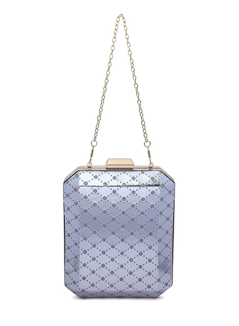 لندن راج حقيبة كلاتش فضية معدنية مقطوعة - Image 1