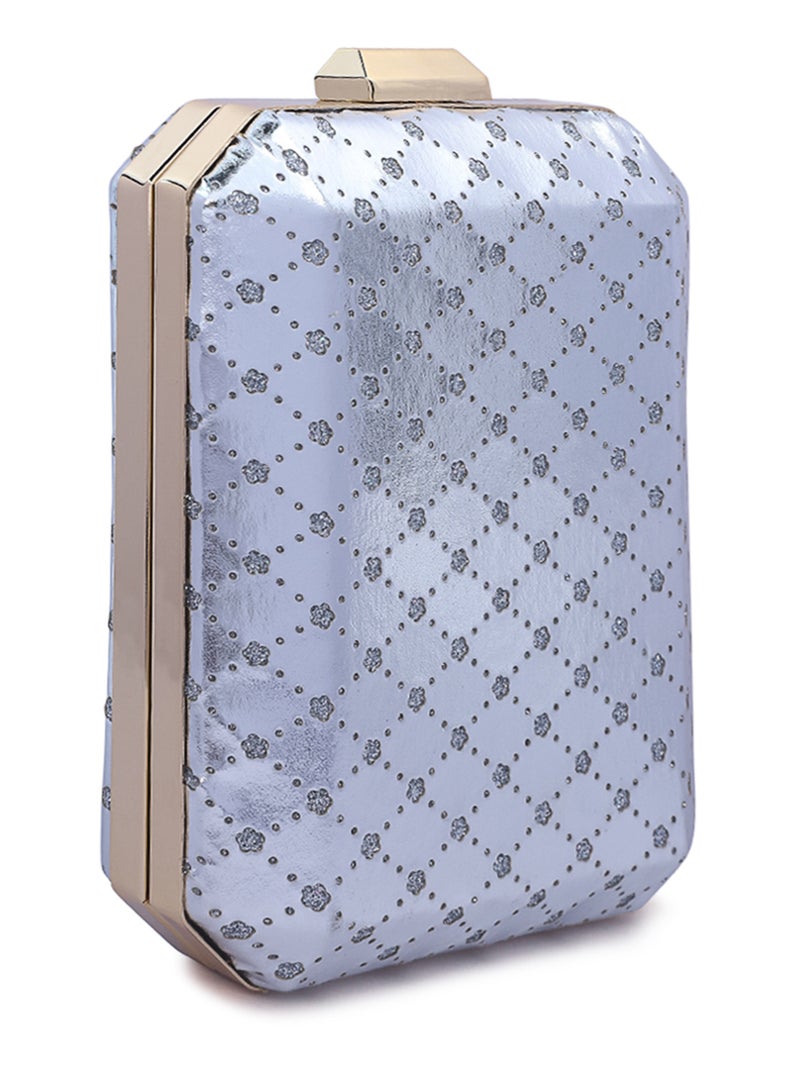 لندن راج حقيبة كلاتش فضية معدنية مقطوعة - Image 2