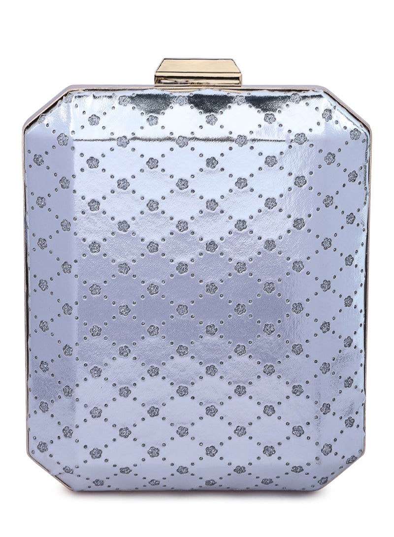 لندن راج حقيبة كلاتش فضية معدنية مقطوعة - Image 3