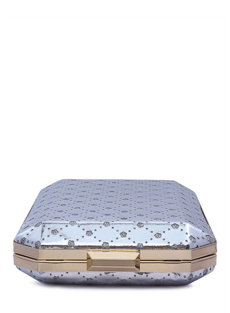 لندن راج حقيبة كلاتش فضية معدنية مقطوعة - Image 4