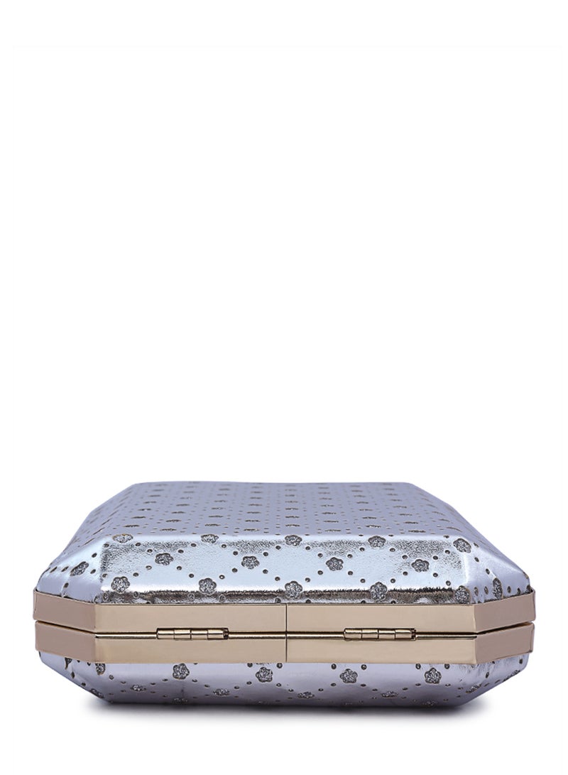 لندن راج حقيبة كلاتش فضية معدنية مقطوعة - Image 5