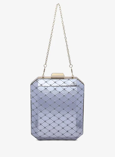 London Rag Silver Metallic Cut Out Clutch Bag