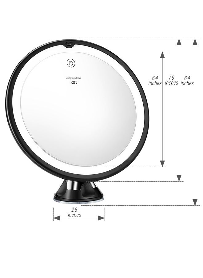 SNOWFLAKES SNOWFLAKES 8 inches Magnifying Mirror with Light, 10x Magnification 3 Light Modes Makeup Mirror with Suction Cups ,Smooth and Easy Install ,360 Degree Swivel Joint.  - Image 4