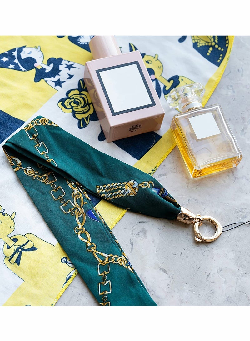 KASTWAVE Roll over image to zoom in Lanyard Silky, Wrist Lanyards, Clip Clasp Strap Neck, for Cellphone, Keychain, Wallet, Badge Holder, Women Comfortable Ribbon Silk Scarves (Green) - Image 5