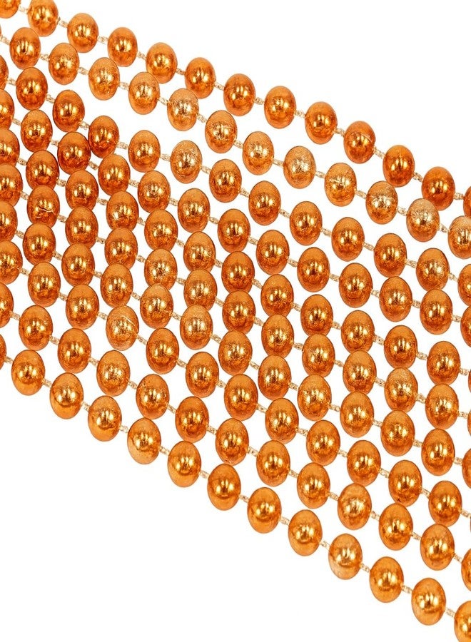 GiftExpress 72 pack Mardi Gras Beads Necklace, Metallic Orange Beaded Necklace, Mardi Gras Throws, Party Beads Costume Necklaces - Image 1