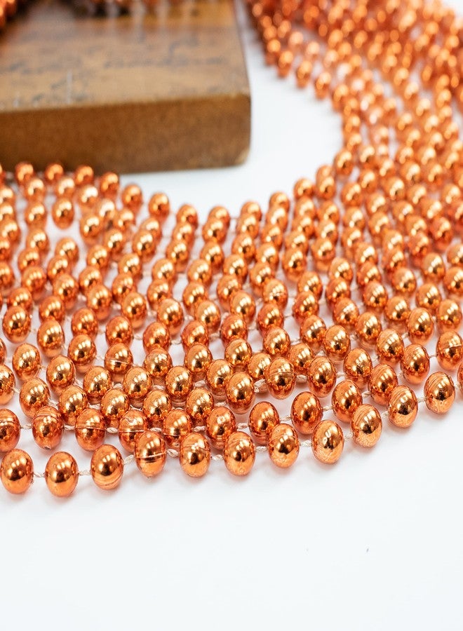 GiftExpress 72 pack Mardi Gras Beads Necklace, Metallic Orange Beaded Necklace, Mardi Gras Throws, Party Beads Costume Necklaces - Image 4