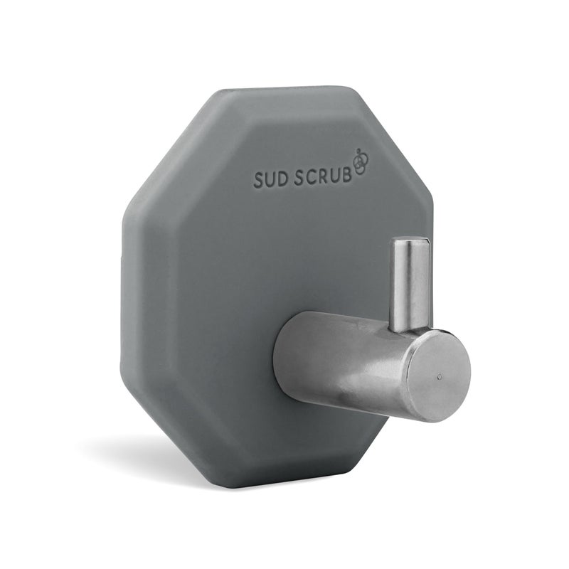 Sud Scrub Antimicrobial Shower Hooks Self Adhesive Heavy Duty Removable Stick On for Hanging Bathroom Towel Hook Charcoal
