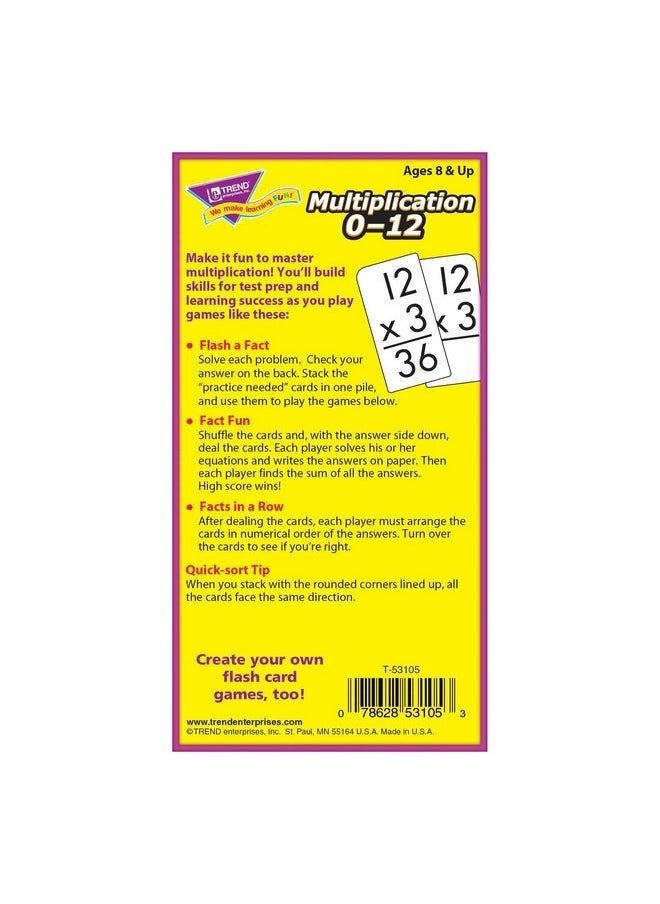 Trend Enterprises - TREND ENTERPRISES: Multiplication 0-12 Skill Drill Flash Cards, Exciting Way for Everyone to Learn, Facts Through 12, Self-Checking, Great for Skill Building and Test Prep, 91 Cards Included, Ages 8+ - Image 1