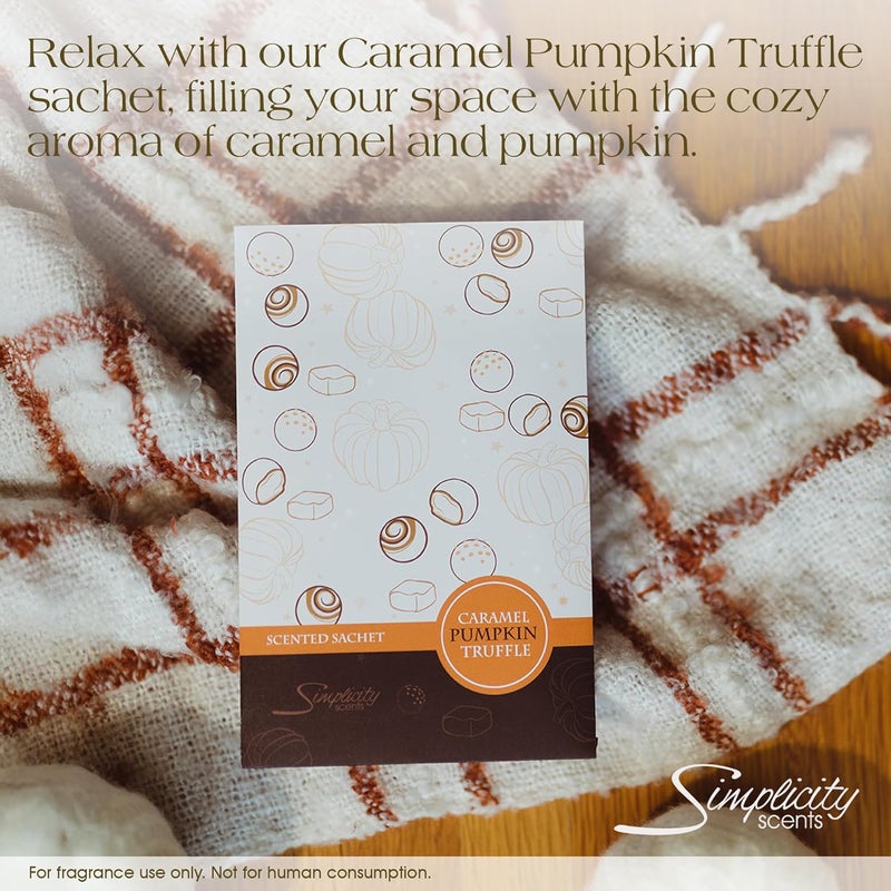 FloralSimplicity Floral Simplicity Caramel Pumpkin Truffle Scented Sachets Pack of 3, Fall & Winter - Long-Lasting Scented Bags, Home Fragrance, Air Freshener & Deodorizer for Closet, Room, or Cars, Made in USA - Image 4