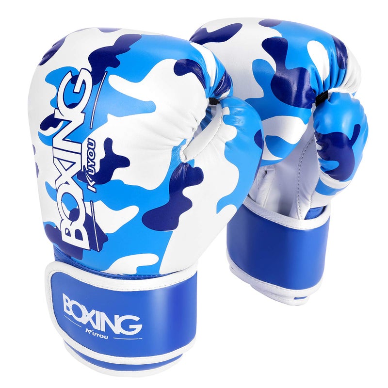 KUYOU Kids Boxing Gloves, Boxing Gloves for Children 3-9 Youth Boys Girls Toddler PU Cartoon Sparring Training Boxing Gloves for Punching Bag, Kickboxing, Muay Thai, MMA (Blue) - Image 1
