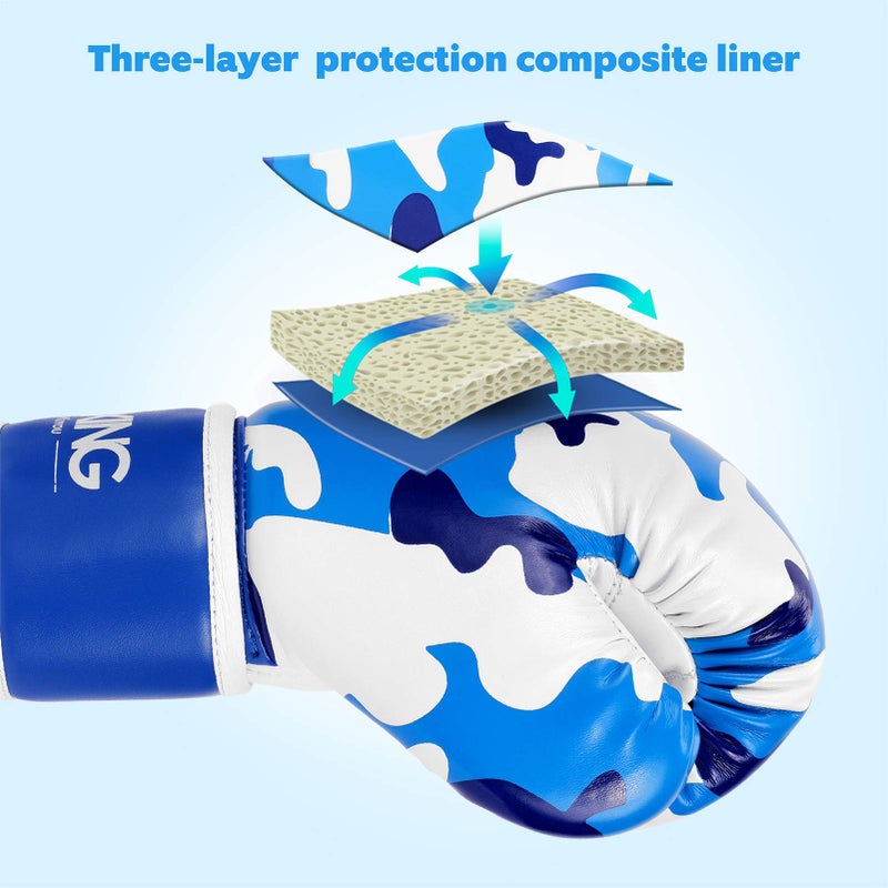 KUYOU Kids Boxing Gloves, Boxing Gloves for Children 3-9 Youth Boys Girls Toddler PU Cartoon Sparring Training Boxing Gloves for Punching Bag, Kickboxing, Muay Thai, MMA (Blue) - Image 5