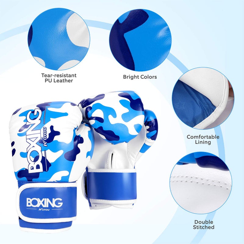 KUYOU Kids Boxing Gloves, Boxing Gloves for Children 3-9 Youth Boys Girls Toddler PU Cartoon Sparring Training Boxing Gloves for Punching Bag, Kickboxing, Muay Thai, MMA (Blue) - Image 3