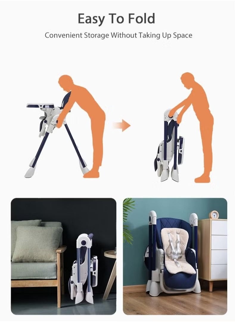 ORiTi - Multi-Function Baby High Chair, For Feeding & sleeping With Wheels & One Back Cushion - Image 1