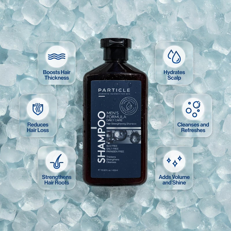 Particle Hair Thickening Shampoo for Men, Menâ€™s Shampoo, Cleansing Formula Made with Biotin, Capixyl, Redensyl, Ginseng and Green Tea Extract for Hair Strength Support, Paraben Free, 400 mL - Image 2