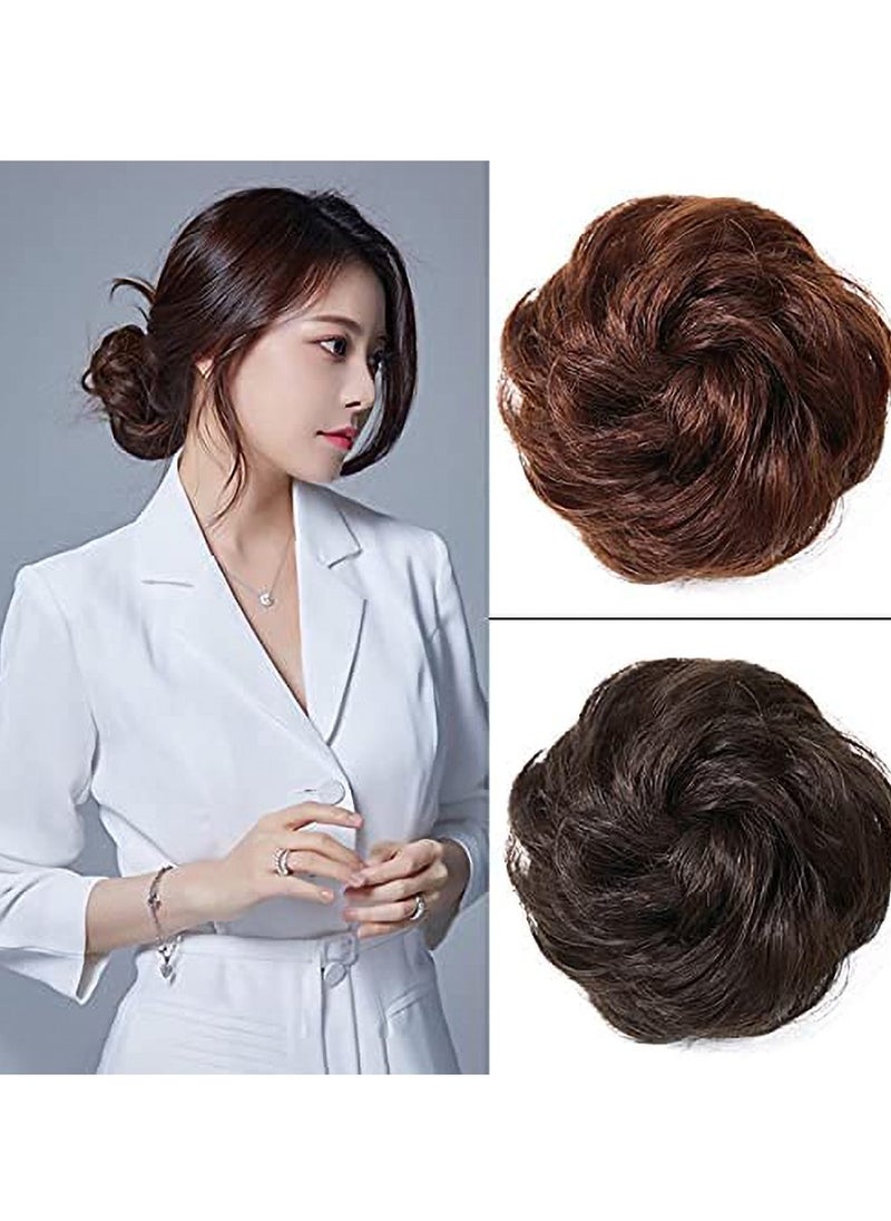 Estelle Messy Hair Bun Scrunchie with Elastic Rubber Band Ponytail Hair Extensions Updo Chignon Donut Ponytail Hairpiece Synthetic Tousled Hair for Women (Color No 33)  - Image 4