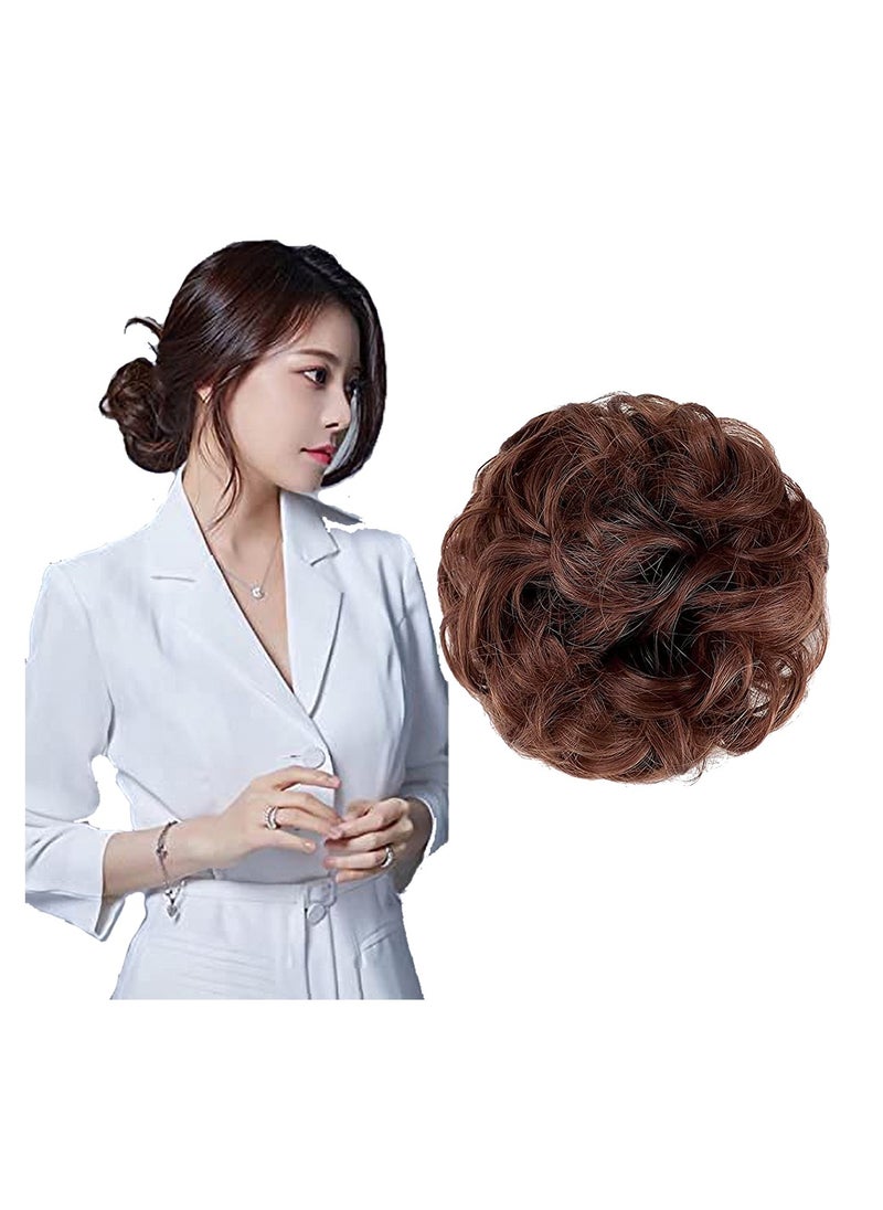 Estelle Messy Hair Bun Scrunchie with Elastic Rubber Band Ponytail Hair Extensions Updo Chignon Donut Ponytail Hairpiece Synthetic Tousled Hair for Women (Color No 33)  - Image 2