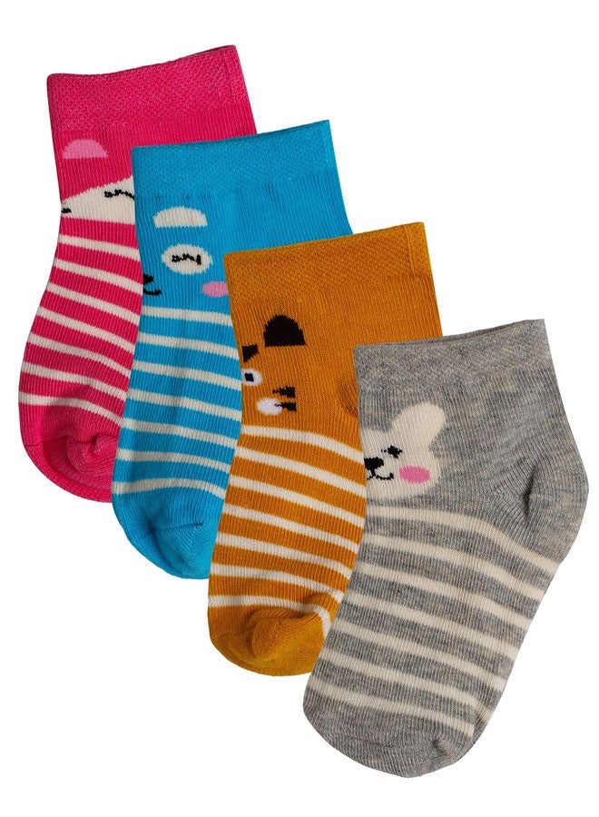 BODYCARE Kids Ankle Length Socks Pack of 4 Cotton Soft Stretchable Comfortable Antibacterial Moisture Wicking Socks for Sports Casual Use All Season - Image 1