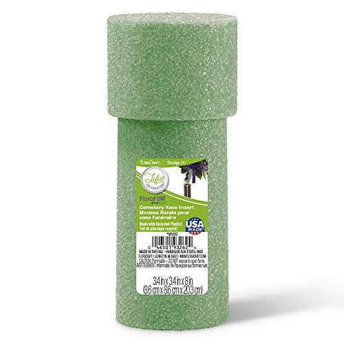 FloraCraft FloraFōM Memorial Vase Insert 3.4 Inch x 8 Inch Green - Image 1