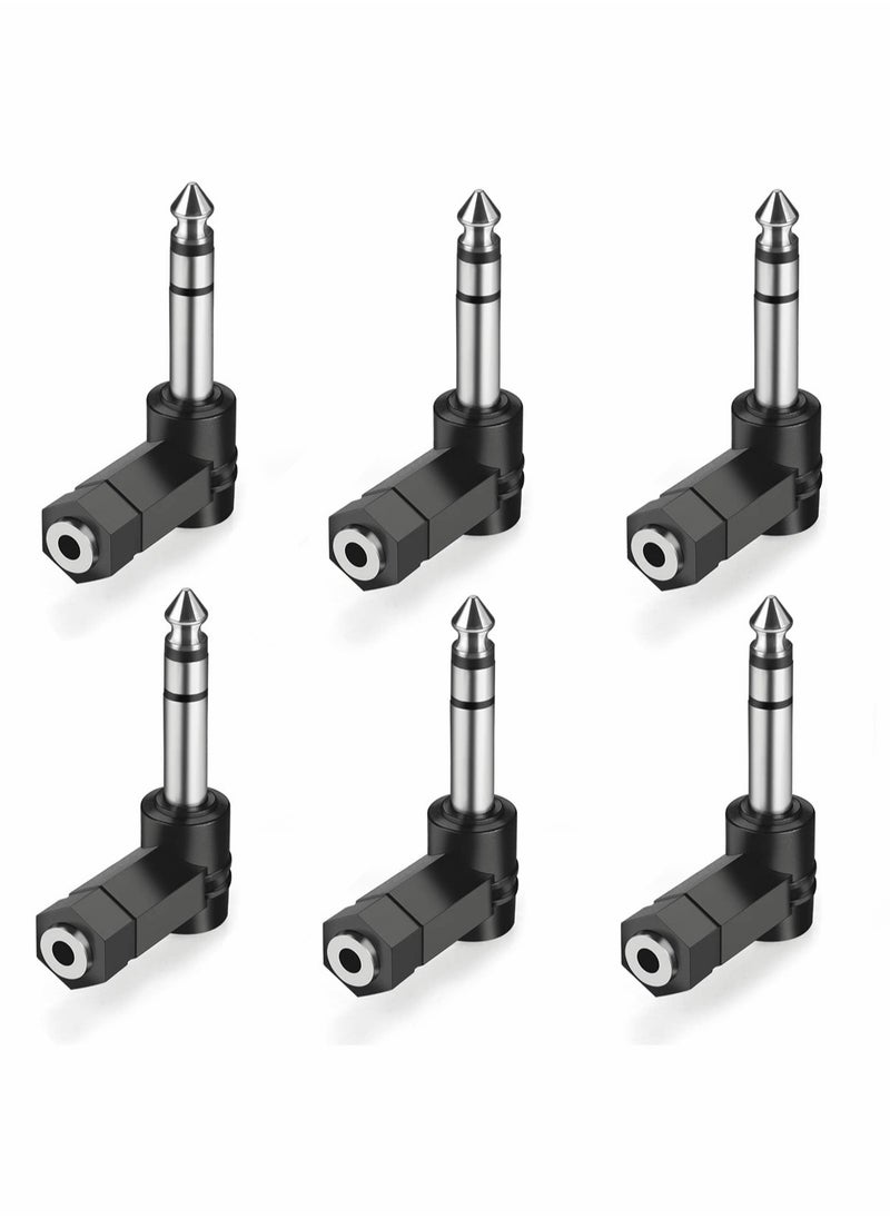 Excefore 6 PCS 3.5mm Right Angle Male to Female Audio Adapter Converter TRS Stereo Jack Plug AUX Connector Compatible with Headset, Tablets, MP3 Players, Game Controller, Speakers  - Image 1