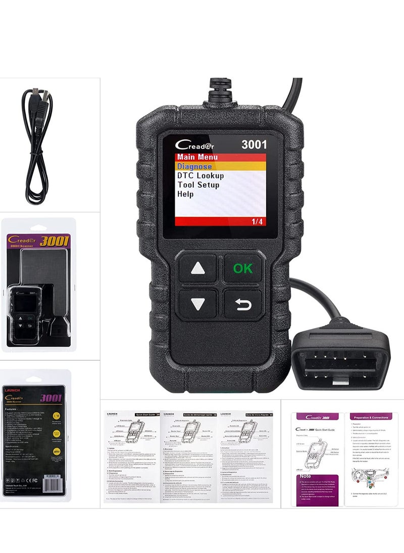 Generic - LAUNCH Creader 3001 OBD2 Scanner Automotive Car Diagnostic Check Engine Light O2 Sensor Systems OBD Code Readers Scan Tool for All OBDII Protocol Cars Since 1996 - Image 1