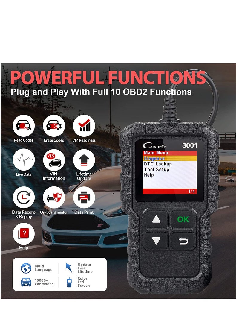 Generic - LAUNCH Creader 3001 OBD2 Scanner Automotive Car Diagnostic Check Engine Light O2 Sensor Systems OBD Code Readers Scan Tool for All OBDII Protocol Cars Since 1996 - Image 1