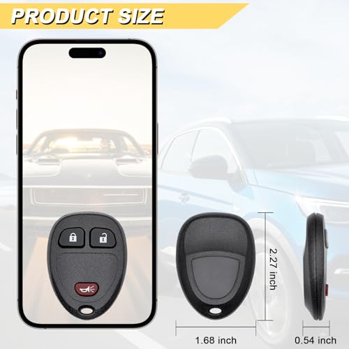 Vurkcy Key Fob Replacement for Chevy Avalanche Suburban Silverado Tahoe Express Equinox Traverse/GMC Sierra Yukon Savana Acadia/Enclave Escalade H2 Outlook, OUC60270 OUC60221 2A4RX-J10, 3 Btn, 2Pcs - Image 4