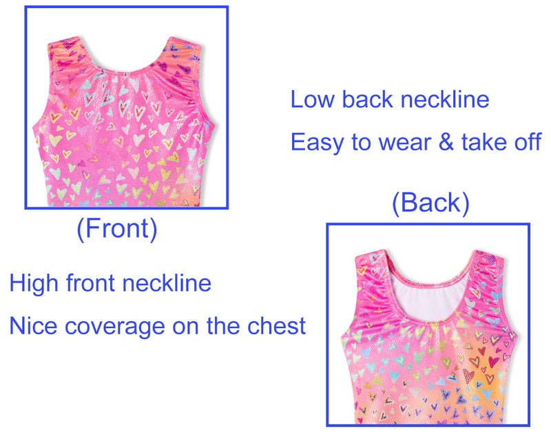 Domusgo Leotards for Girls Gymnastics Size 3t 4t Glitter Neon Love Hearts Unitard with Shorts - Image 3