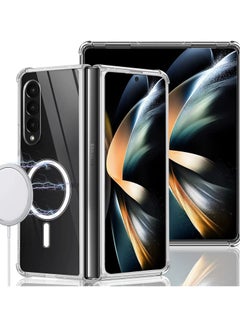 BGM Case for Samsung Z Fold 4 Transparent Compatible with Magsafe, Silicone Magnetic Galaxy Z Fold 4 Case Slim Compatible with Wireless Charger, Clear Mobile Phone Case for Samsung Z Fold 4 5G 2022 