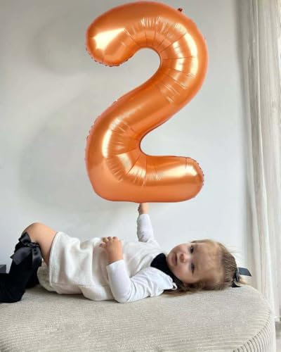 IWERP Orange 2 Balloon Number Balloons 40 Inch Two Balloons Number Birthday Decorations Second 2nd Birthday Party Supplies Number 2 Balloon - Image 5