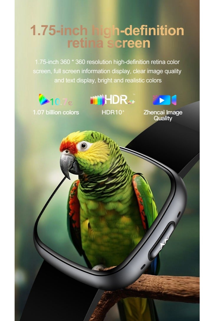 رولستيمي ساعات رجالية ونسائية ساعات ذكية ساعات رياضية أوضاع رياضية متعددة بلوتوث الاتصال مراقبة الصحة آي بي 68 مقاوم للماء عمر بطارية طويل جدا إي تي 593 أسود - Image 3