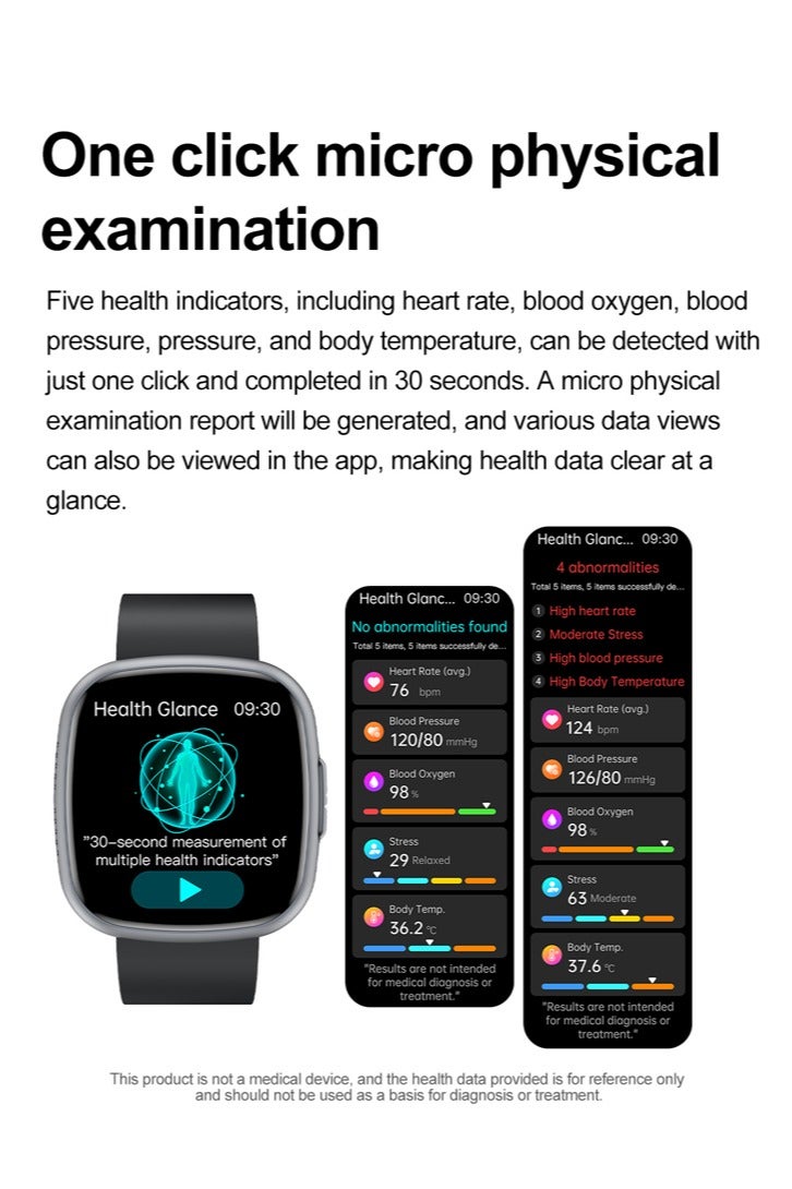 رولستيمي ساعات رجالية ونسائية ساعات ذكية ساعات رياضية أوضاع رياضية متعددة بلوتوث الاتصال مراقبة الصحة آي بي 68 مقاوم للماء عمر بطارية طويل جدا إي تي 593 أسود - Image 4