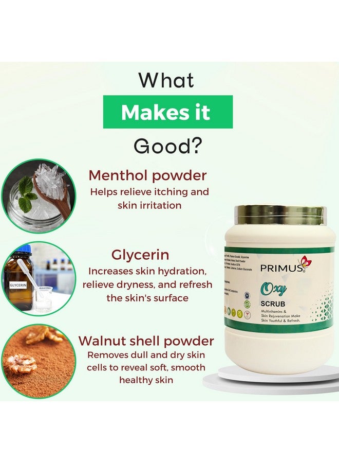 Primus Oxy Massage Scrub Enriched with Multivitamins | Makes Skin Youthfull & Refreshing | Scrub For Cleansing Pores | 1 kg - Image 2