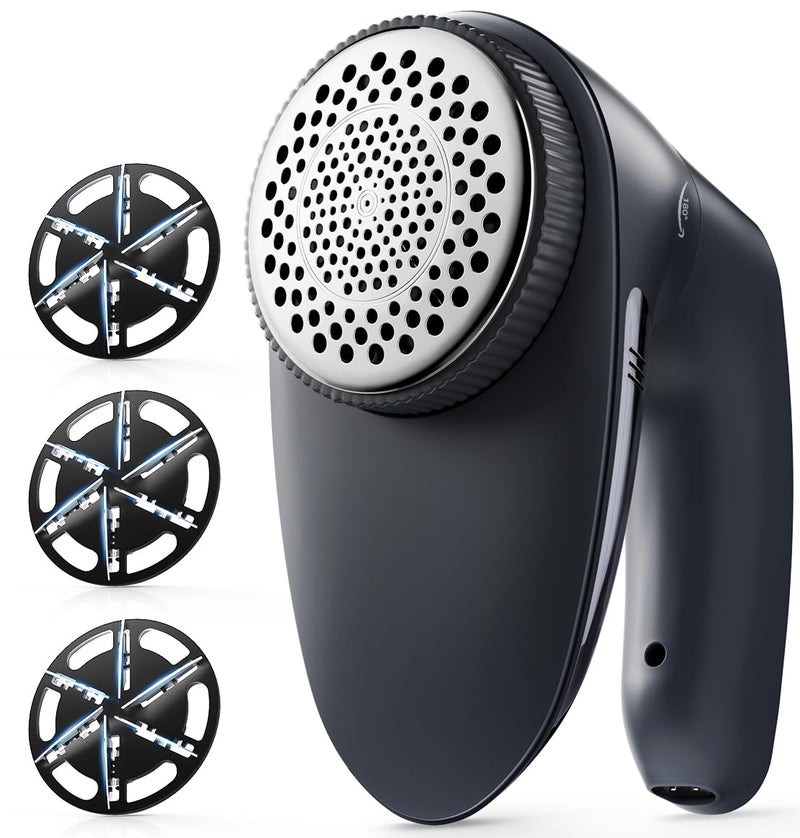 POPCHOSE Fabric Shaver Rechargeable Lint Remover Defuzzer Sweater Shaver Fuzz Remover for Clothes Sweater Furniture Couch CashmereTwo 6Leaf Blades Extra Electrostatic Brush