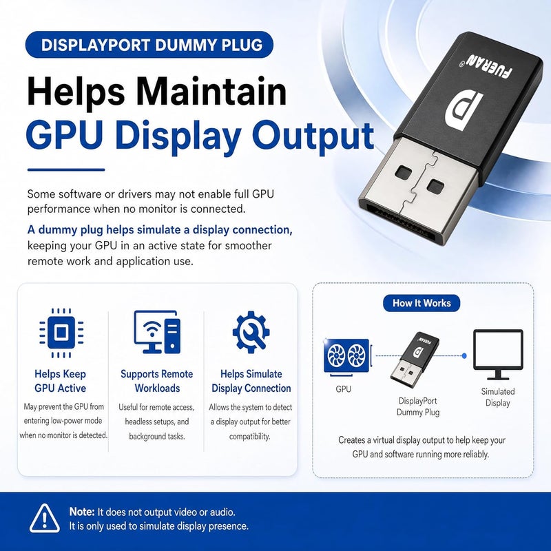 فييران قابس محاكي شاشة DisplayPort EDID، بدون رأس 2560x1600@60Hz-6P - Image 2