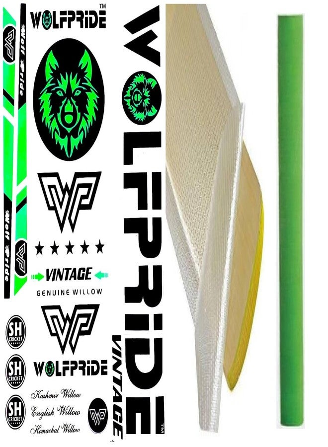 WOLF PRIDE Vintage Premium Quality Cricket Bat Sticker Combo (Green Sticker, Green Grip and Sheet) - Image 2