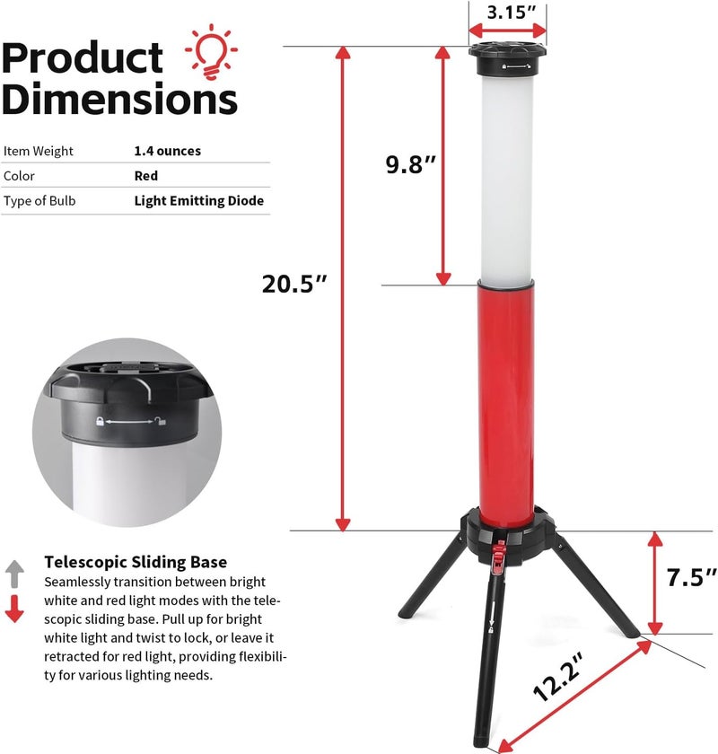 Maxworks MaxWorks 50901 Work LED Light with Foldable Tripod Legs Rechargable 3000mah Lithium Battery Different Brightness and Color Modes Up to 8000 Lumens - Image 2