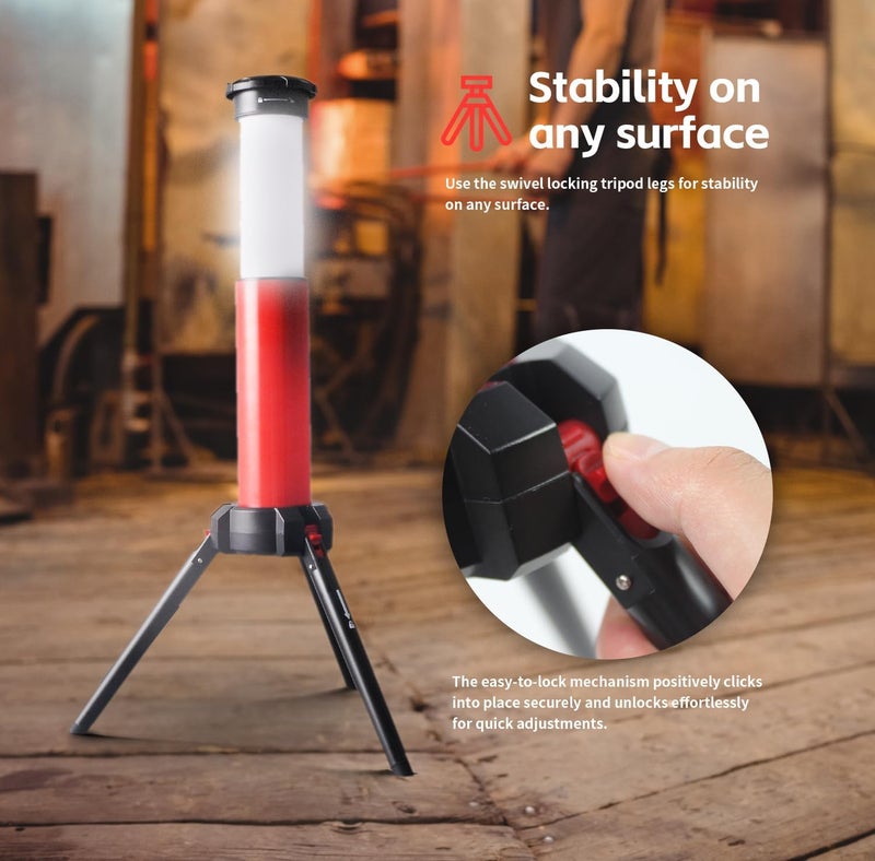 Maxworks MaxWorks 50901 Work LED Light with Foldable Tripod Legs Rechargable 3000mah Lithium Battery Different Brightness and Color Modes Up to 8000 Lumens - Image 4