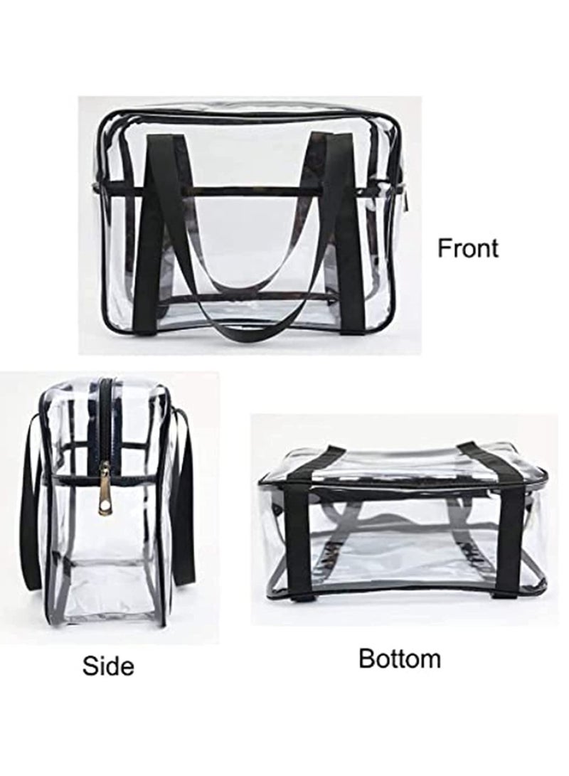SYOSI Clear Makeup Handbag Travel Transparent Cosmetics Bag Tote Bag PVC Zippered Toiletry Carry Pouch Lightweight Waterproof Makeup Artist Large Bag Organizer Bag Beach Bag Shoulder Bag  - Image 3