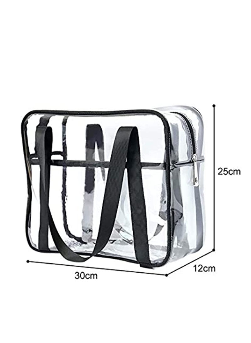 SYOSI Clear Makeup Handbag Travel Transparent Cosmetics Bag Tote Bag PVC Zippered Toiletry Carry Pouch Lightweight Waterproof Makeup Artist Large Bag Organizer Bag Beach Bag Shoulder Bag  - Image 5