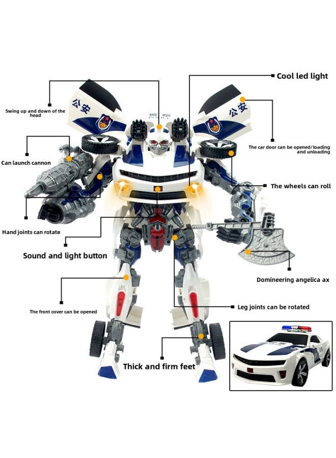 Loquat Jinjiang Deformation Toy Optimus Hornet Large Police Car Sound And Light Version King Kong Car Robot Boy Hand Toy-Color:Red Bee Warlord  Sound And Light Version - Image 5